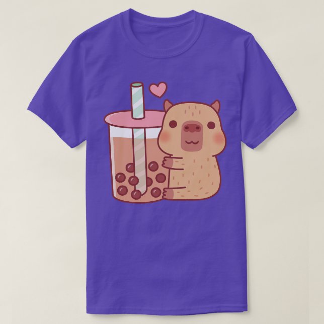 Camiseta Pequeño capibara abraza té de burbujas (Diseño del anverso)