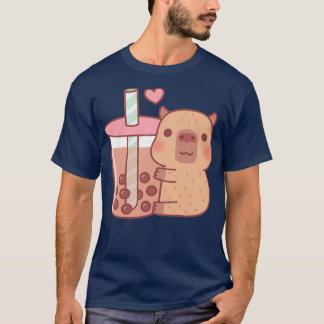 Camiseta Pequeño capibara abraza té de burbujas