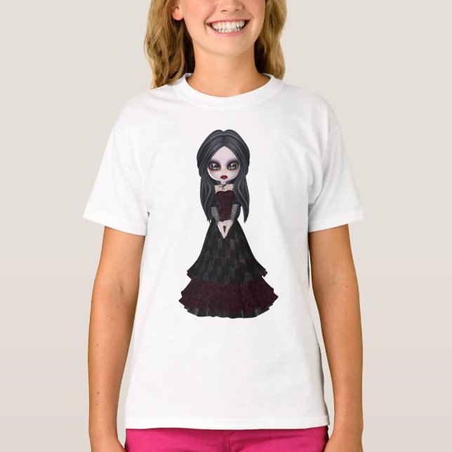 Camiseta Pequeño chica lindo y espeluznante del gótico (Anverso)