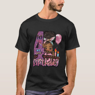 Camiseta Pequeño Chica negro mi cuarto partido de cumpleaño