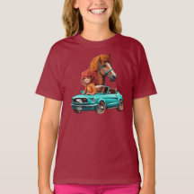 Pequeño Chica Redhead Con Caballo Pony De Mustang 
