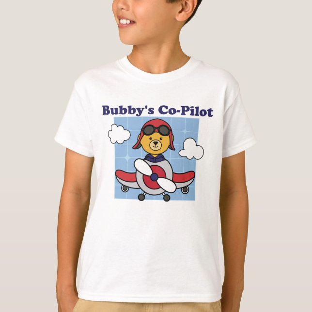 Camiseta Pequeño co-piloto de Bubby - Avión de corte (Anverso)