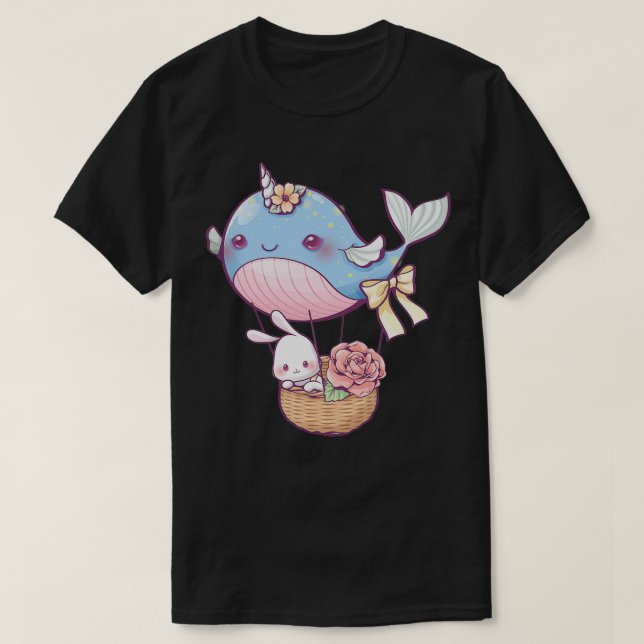 Camiseta Pequeño conejito en un globo de ballena (Diseño del anverso)