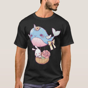 Camiseta Pequeño conejito en un globo de ballena