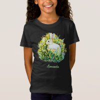 Pequeño conejo blanco y flores