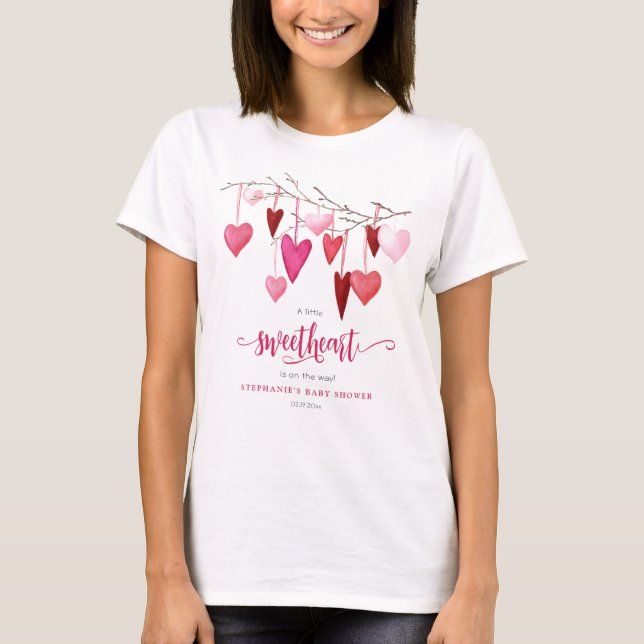 Camiseta Pequeño corazón rosado Baby Shower (Anverso)