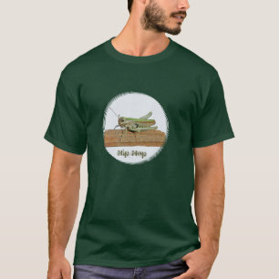 Camiseta Pequeño dibujo animado verde del saltamontes