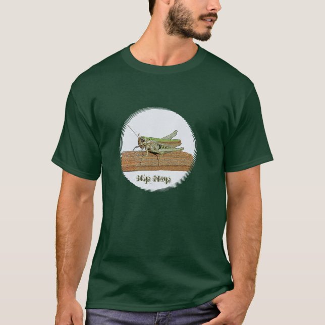 Camiseta Pequeño dibujo animado verde del saltamontes (Anverso)
