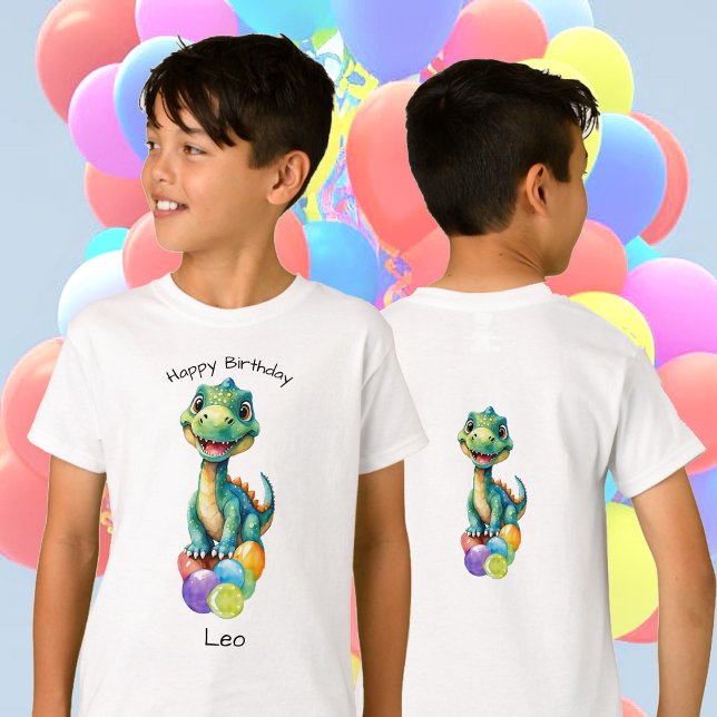 Camiseta Pequeño dinosaurio lindo con muchos globos de colo (Subido por el creador)
