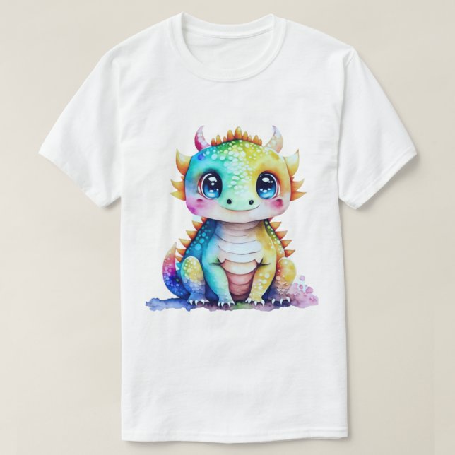 Camiseta Pequeño dragón adorable sentado en el suelo (Diseño del anverso)