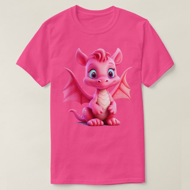 Camiseta Pequeño Dragón Rosa (Diseño del anverso)