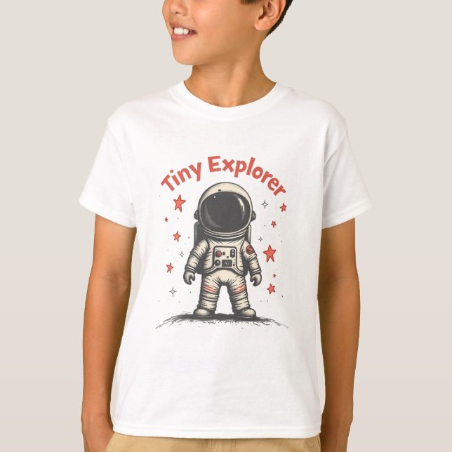 Camiseta Pequeño Explorador: aventura espacial (Anverso)