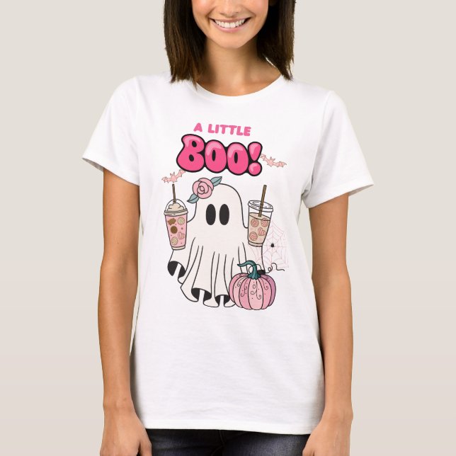Camiseta Pequeño fantasma rosado Halloween (Anverso)