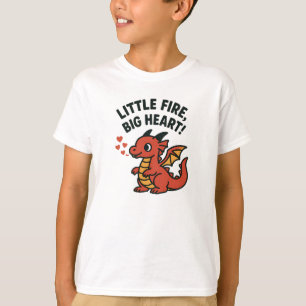Camiseta Pequeño Fuego Gran Corazón Dragón Rojo Gráfico Ado