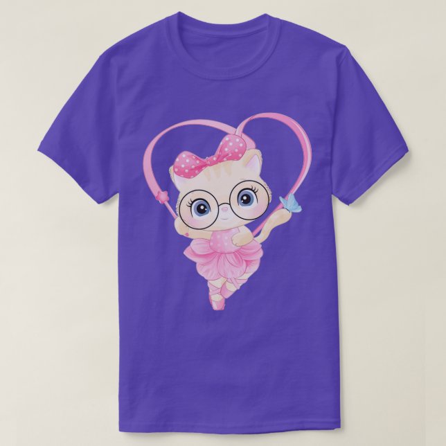 Camiseta Pequeño gatito lindo con bailarina Cita divertida  (Diseño del anverso)