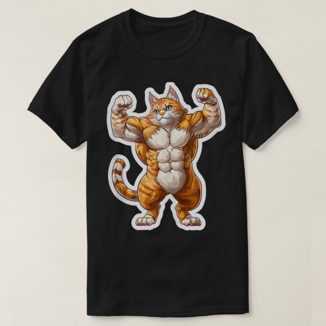 Camiseta Pequeño Gato Deportivo De Gimnasio Cuto Levantamie (Diseño del anverso)