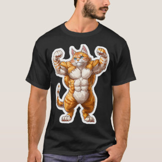 Camiseta Pequeño Gato Deportivo De Gimnasio Cuto Levantamie