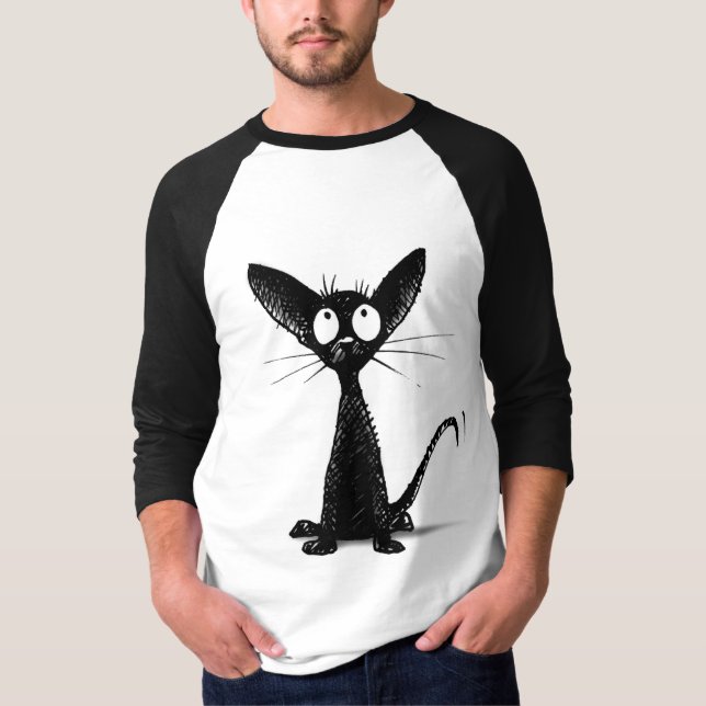 Camiseta Pequeño gato negro divertido (Anverso)