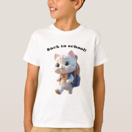 Camiseta Pequeño gato yendo a la escuela