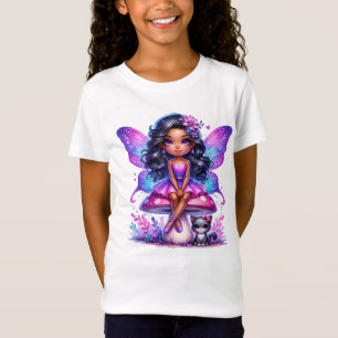 Camiseta Pequeño hada morada sentada en un hongo