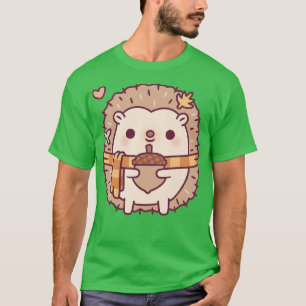 Camiseta Pequeño Hedgehog Con Un Acorn Otoño