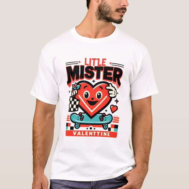 Camiseta Pequeño Mister Valentine Cute Heart Skateboard (Anverso)