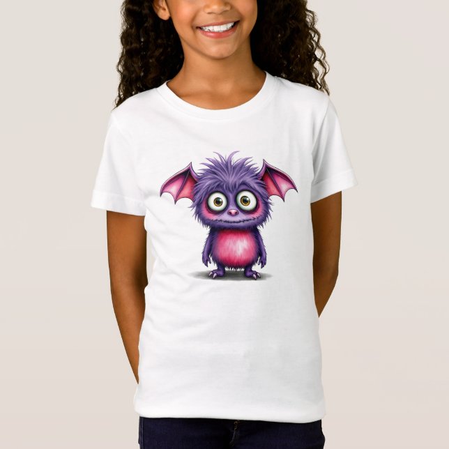 Camiseta Pequeño monstruo morado y rosado (Anverso)