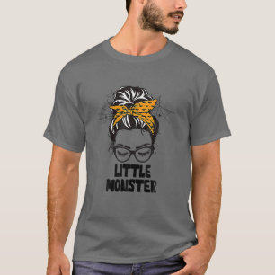 Camiseta Pequeño Monstruo Para Chicas Halloween Messy Bun