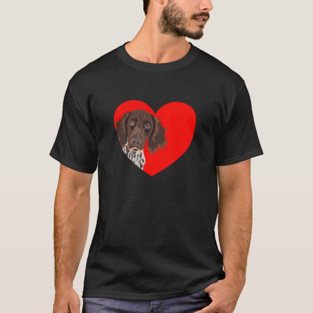 Camiseta Pequeño Munsterlander con corazón (Anverso)