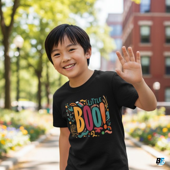 Camiseta Pequeño Naranja de Boo de Halloween negro (Subido por el creador)