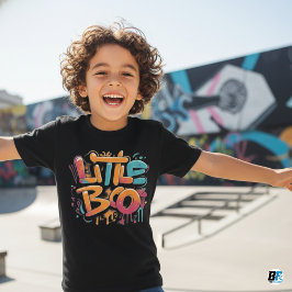 Camiseta Pequeño Naranja de Boo de Halloween negro