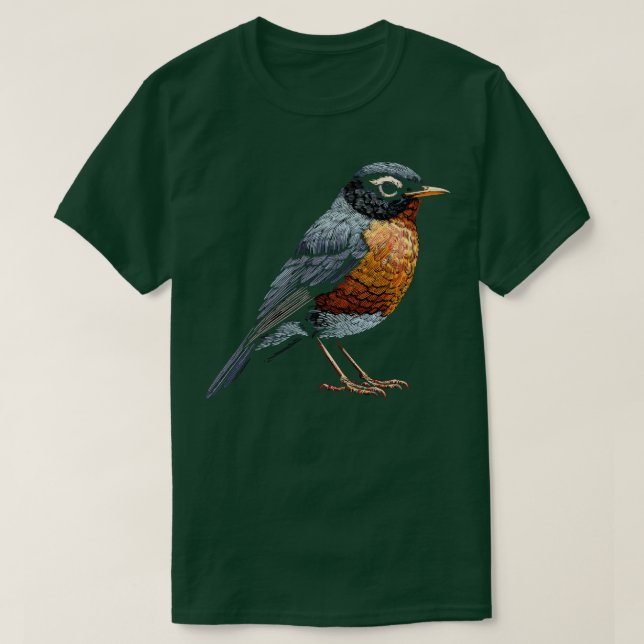 Camiseta Pequeño pájaro naranja de patio trasero lindo yeso (Diseño del anverso)