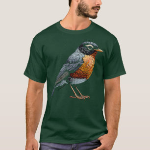 Camiseta Pequeño pájaro naranja de patio trasero lindo yeso