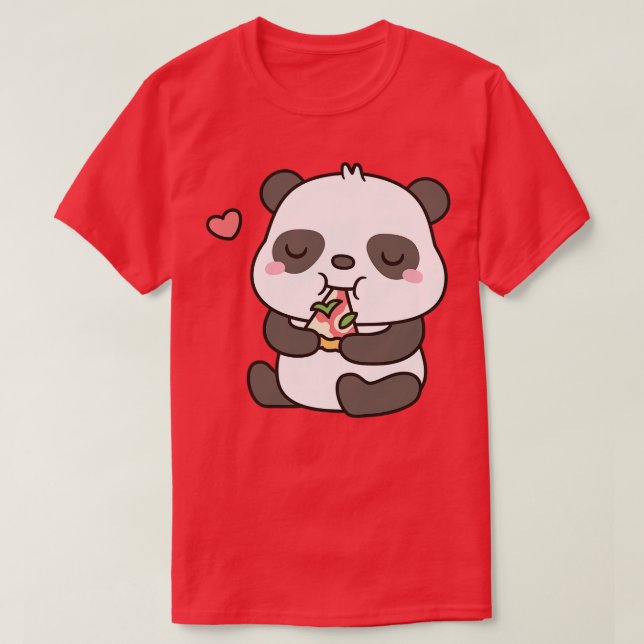 Camiseta Pequeño Panda Agradable Con Pizza (Diseño del anverso)