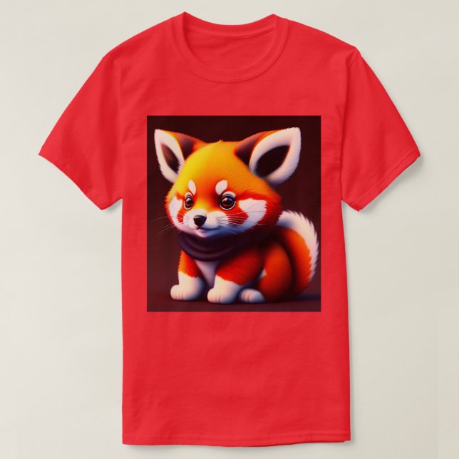Camiseta Pequeño Panda Rojo Con Sílice Púrpura (Diseño del anverso)