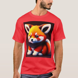 Camiseta Pequeño Panda Rojo Con Sílice Púrpura