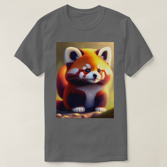 Camiseta Pequeño Panda Rojo de pie (Diseño del anverso)