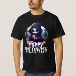 Camiseta Pequeño Parca Grim Con Candy Feliz Halloween