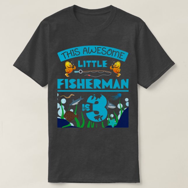 Camiseta Pequeño Pescador Ahora Tiene 3 Par De Cumpleaños M (Diseño del anverso)