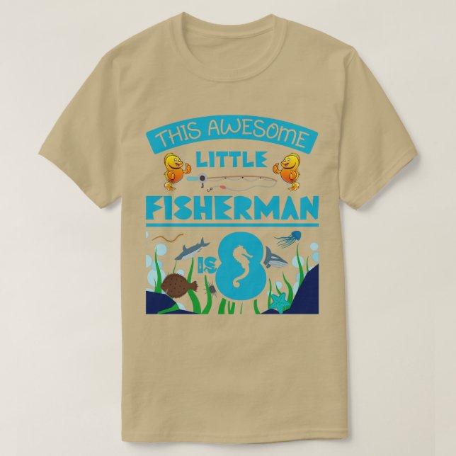 Camiseta Pequeño pescador tiene ahora 8 años pescando mar 8 (Diseño del anverso)