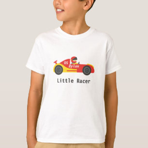 Camiseta Pequeño piloto en coche deportivo rojo y amarillo