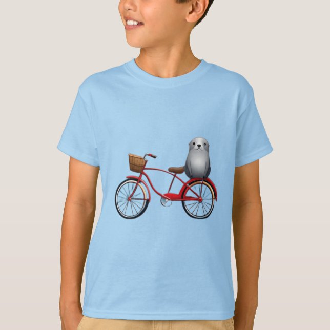 Camiseta Pequeño sello personalizado en una bicicleta (Anverso)