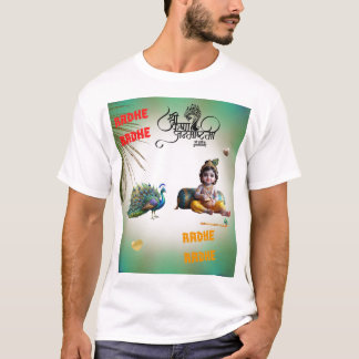 Camiseta Pequeño Señor Krishna Pavo Real Janmashtami