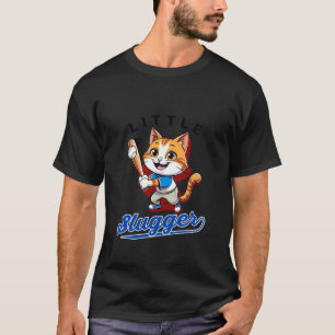 Camiseta Pequeño Slugger Diseño de béisbol de gato lindo pa