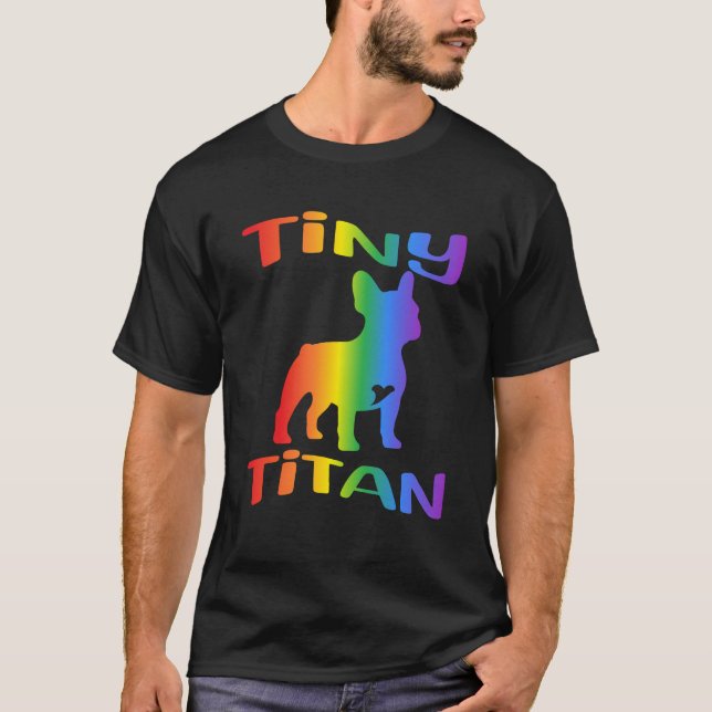 Camiseta Pequeño Titán Bulldog Francés Arcoíris (Anverso)
