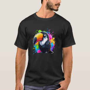 Camiseta Pequeño Toucan Con Coloridas Esplagas Pintando Ani