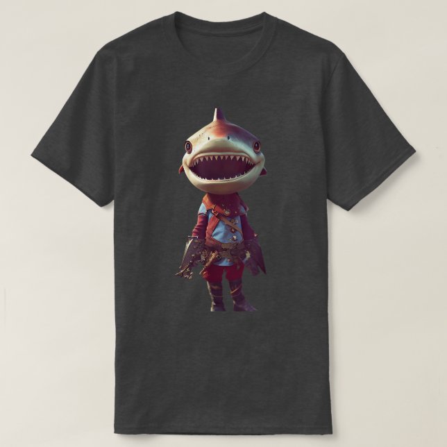 Camiseta Pequeño Y Adorable Antropomorfio Otoño De Tiburón (Diseño del anverso)