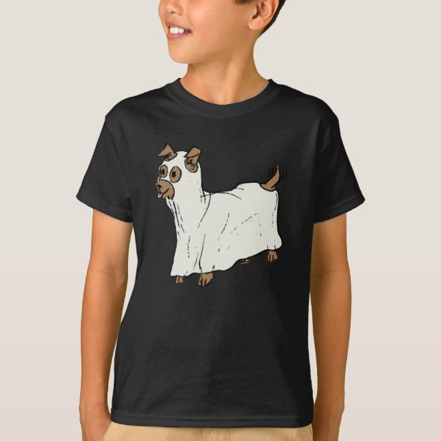 Camiseta Pequeño y espeluznante perro cachorrito fantasma d (Anverso)