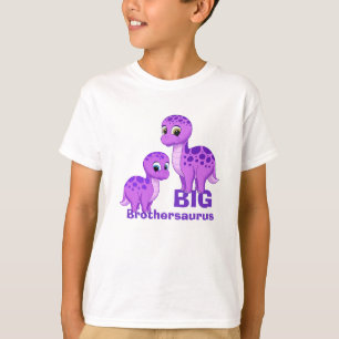 Camiseta Pequeño y gracioso Big Brother Dinosaurios morado