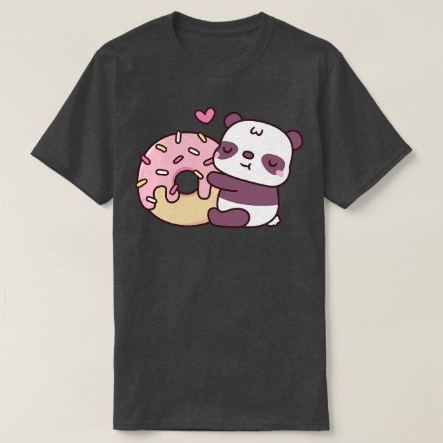 Camiseta Pequeño y lindo Panda abrazando a la nuez (Diseño del anverso)